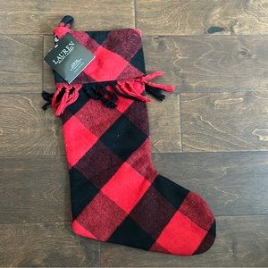 NWT Ralph Lauren Christmas Stocking ~ Red Buffalo Plaid With Black Cuff RARE